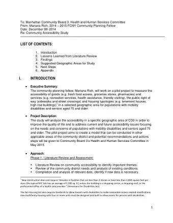 LIST OF CONTENTS:  1. Introduction  2. Lessons Learned from Literature Review  3. Findings  4.