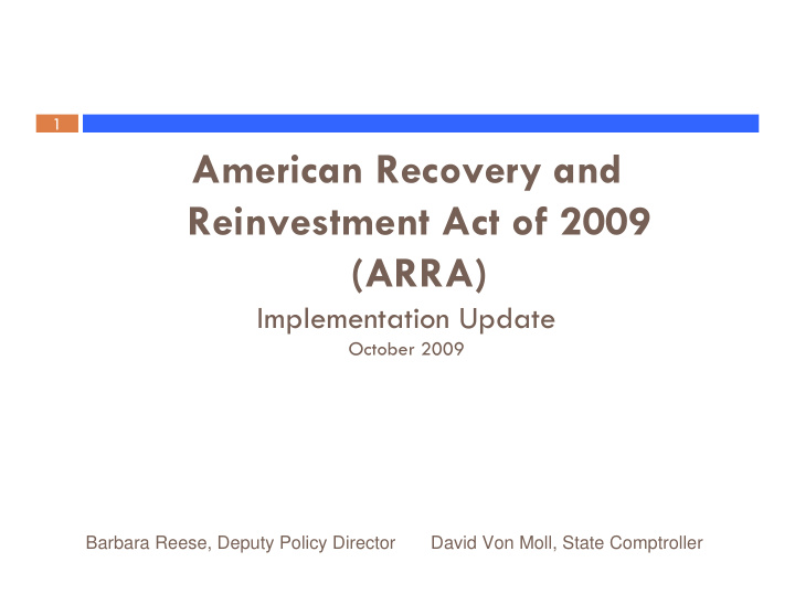 american recovery and reinvestment act of 2009 arra