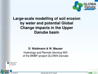 Change impacts in the Upper  Danube basin  D. Waldmann &amp; W. Mauser  Hydrology and Remote