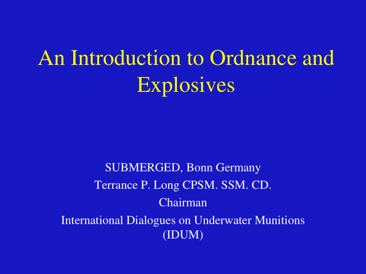 an introduction to ordnance and