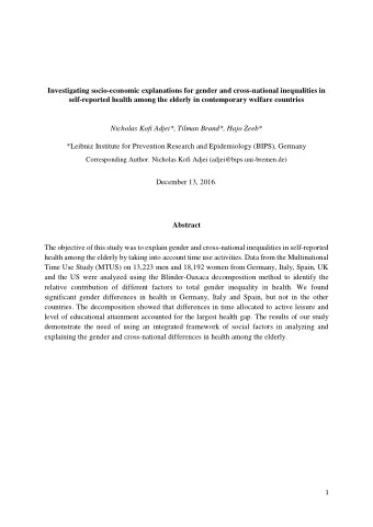 1 Introduction  Over the past decades, population ageing has been one of the major global
