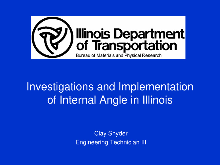 investigations and implementation of internal angle in