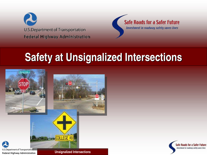 safety at unsignalized intersections safety at