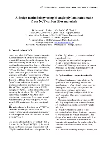 A design methodology using bi-angle ply laminates made  from NCF carbon fiber materials Th. Massard