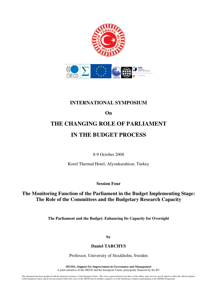 the changing role of parliament in the budget process