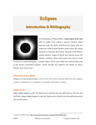 E  c  l  i  p  s  e  s  Ec  cl  li  ip  ps  se  es  s  E  I  n  t  r  o  d  u  c  t  i  o  n  &amp;