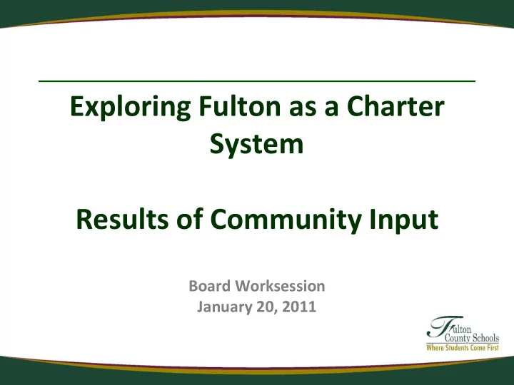 exploring fulton as a charter