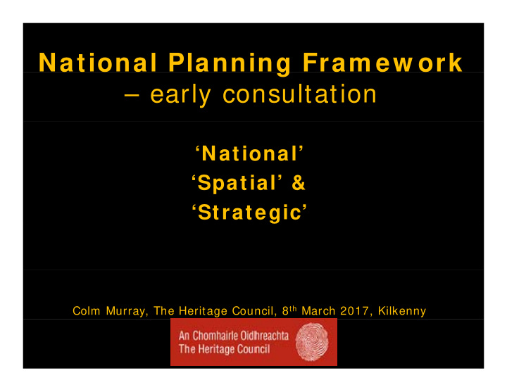 national planning fram ew ork g early consultation