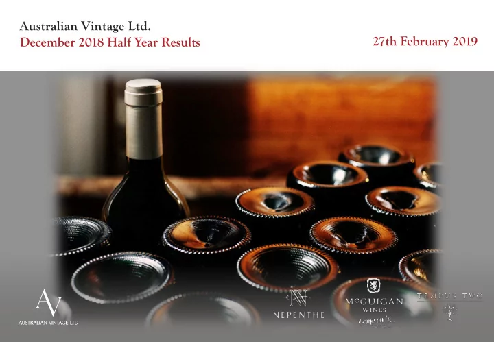 australian vintage ltd 27th february 2019 december 2018