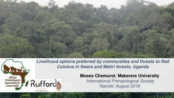 Livelihood options preferred by communities and threats to Red  Colobus in Itwara and Matiri