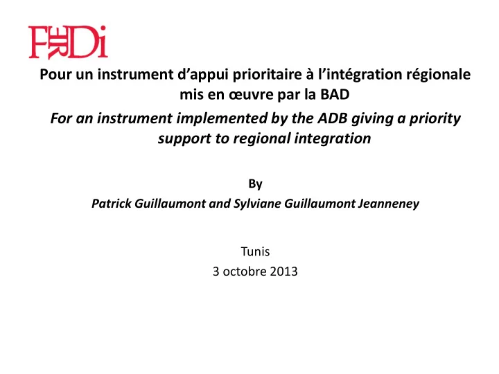 pour un instrument d appui prioritaire l int gration r