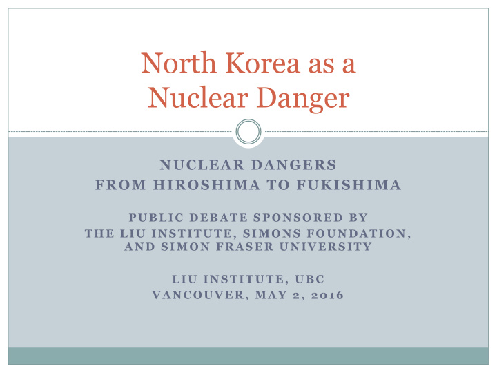north korea as a nuclear danger