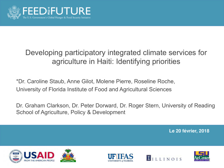 developing participatory integrated climate services for