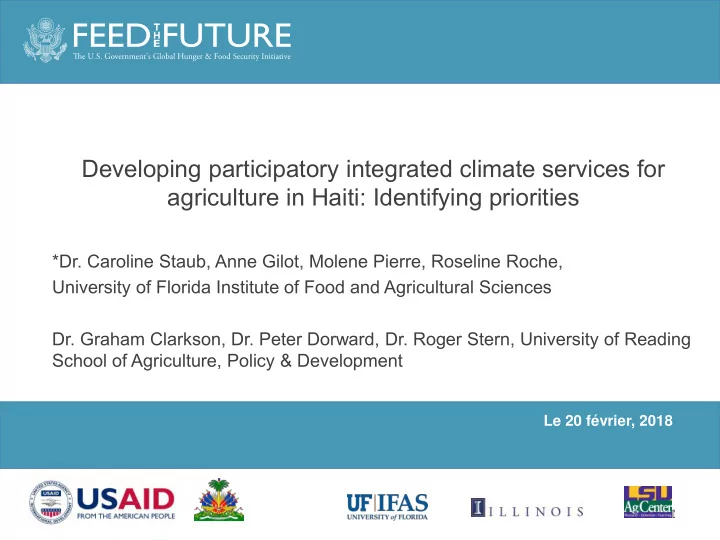 developing participatory integrated climate services for