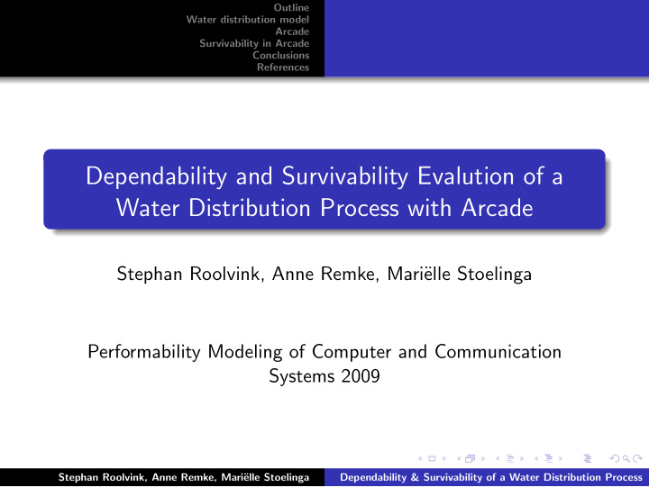 dependability and survivability evalution of a water