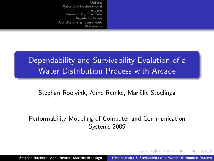 dependability and survivability evalution of a water