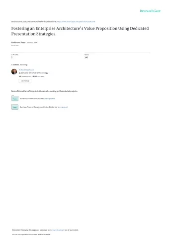 Fostering an Enterprise Architecture's Value Proposition Using Dedicated  Presentation Strategies.