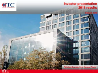 2011 results  5 March 2012  Platinium Business Park, Warsaw, Poland 1  Disclaimer  Prague Marina