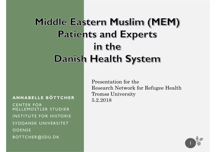 presentation for the research network for refugee health