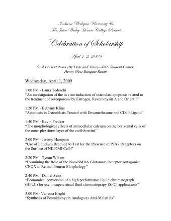 Vxxut| y fv{t{|  T| D@E? ECCL  Oral Presentations (By Date and