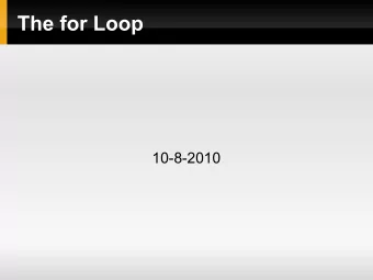 The for Loop  10-8-2010  Opening Discussion  Solutions to the interclass problem.  Minute