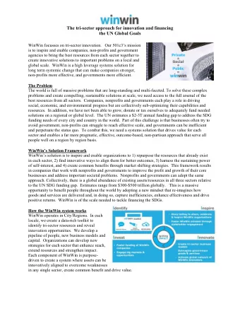 The tri-sector approach for innovation and financing  the UN Global Goals  WinWin focusses on