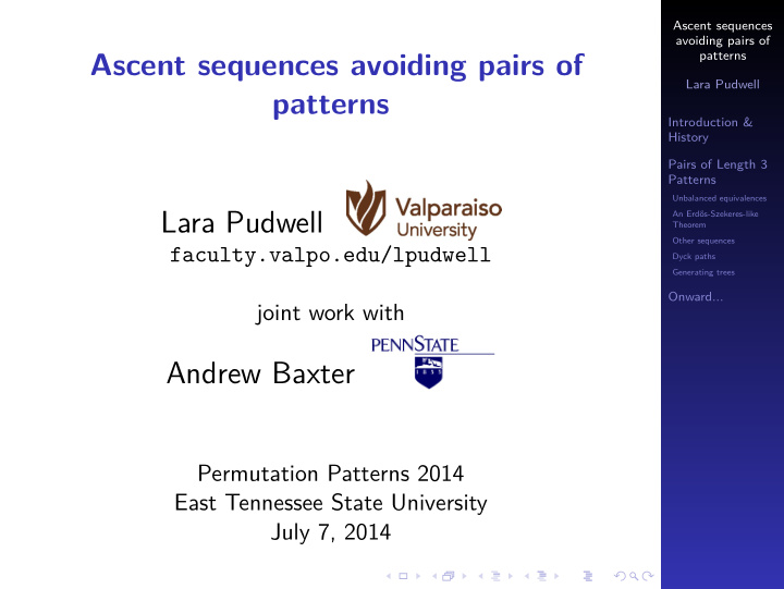 ascent sequences avoiding pairs of