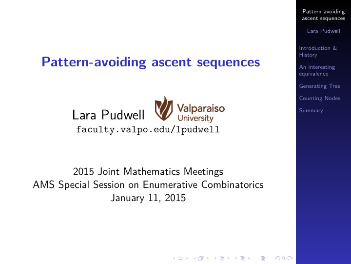 pattern avoiding ascent sequences