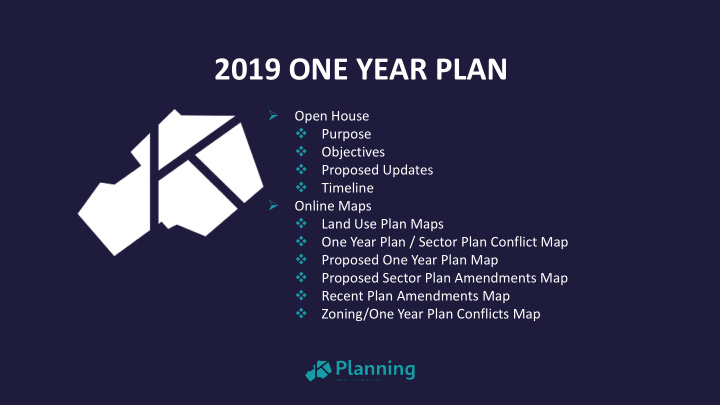 2019 one year plan