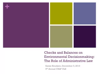 +  Checks and Balances on  Environmental Decisionmaking:  The Role of Administrative Law  Sanne