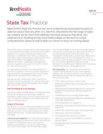 S  tate Tax  Prac  ctice  Re  eed Smith  hs State T  Tax Practi  ice has m  more profe