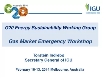 Gas Market Emergency Workshop  Torstein Indreb  Secretary General of IGU  February 10-13, 2014