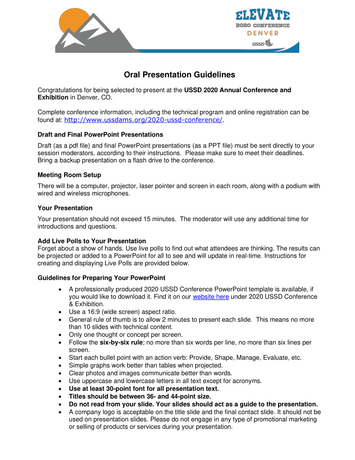 oral presentation guidelines congratulations for being