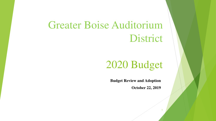 greater boise auditorium district 2020 budget