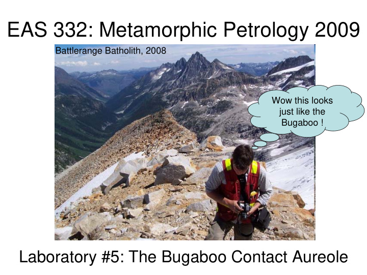 eas 332 metamorphic petrology 2009