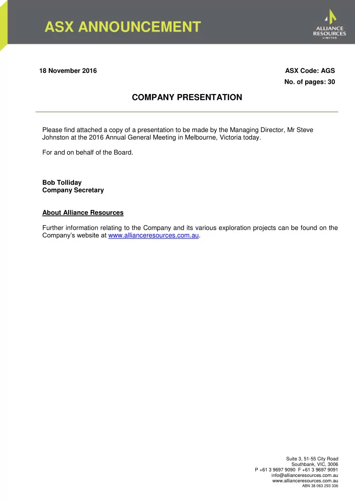 asx announcement