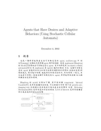 Agents that Have Desires and Adaptive  Behaviors (Using Stochastic Cellular  Automata)  December 4,