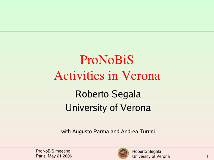 pronobis activities in verona