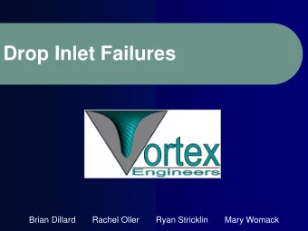 Drop Inlet Failures  Brian Dillard       Rachel Oller       Ryan Stricklin       Mary Womack