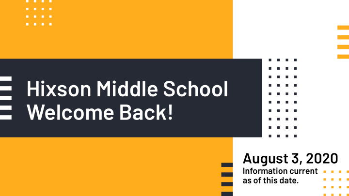 hixson middle school welcome back