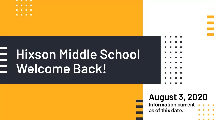 hixson middle school welcome back