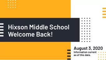 Hixson Middle School  Welcome Back!  August 3, 2020  Information current  as of this date.  Our