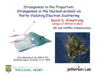 Strangeness in the Proportion:  Strangeness in the Nucleon probed via  Parity-Violating Electron