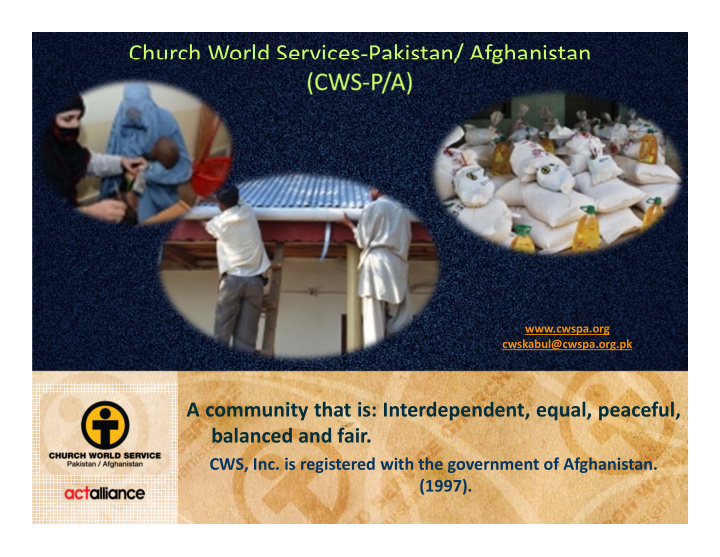 church world services pakistan afghanistan cws p a