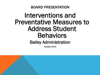 Pre  Preventativ  entative  e Me  Measures  asures to  o  Add  ddress  ress St  Student  udent  Be