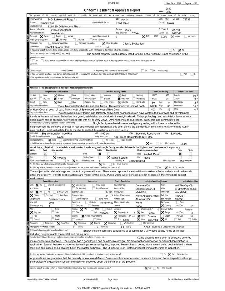 uniform residential appraisal report
