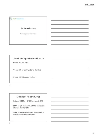 An Introduction  Norwegian conferences  1  Church of England research 2016  Around 2000 Fxs