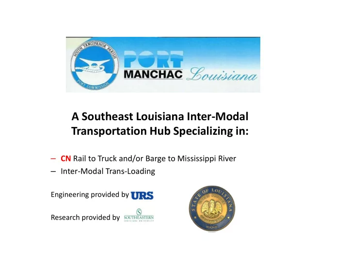 a southeast louisiana inter modal a southeast louisiana
