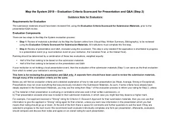 Map the System 2019  Evaluation Criteria Scorecard for Presentation and Q&amp;A (Step 2)