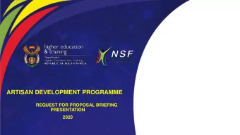ARTISAN DEVELOPMENT PROGRAMME  REQUEST FOR PROPOSAL BRIEFING  PRESENTATION  2020  2  1.